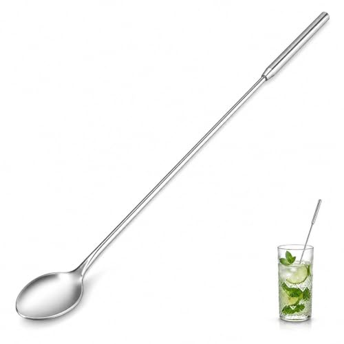 Cuillère à cocktail en acier inoxydable de 30 cm, cuillères à mélanger à long manche, cuillères à remuer cuillères à café glacées, cuillère à crème glacée pour cocktail, café, boisson