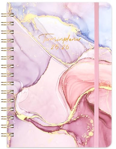 Terminplaner 2025-2026 - Kalender 2025-2026, Wochenplaner 2025-2026, A5 Terminplaner, August 2025 - Juli 2026, 15,3 x 21,3 cm, Rosa