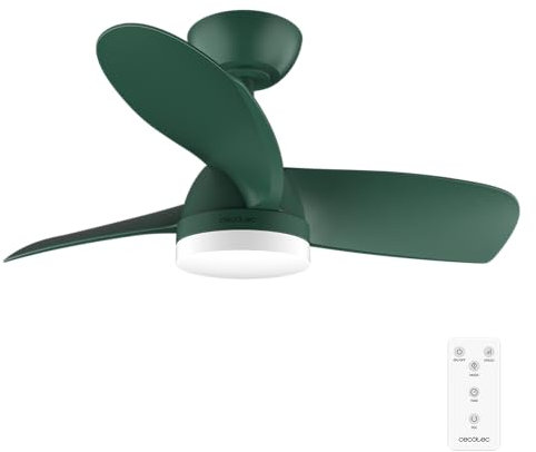 Cecotec Ventilador de Techo con Luz EnergySilence Aero 3050 Mint. 35 W, Motor DC, Diámetro 36” con luz LED, Mando a distancia, Temporizador, 6 velocidades y 3 Aspas