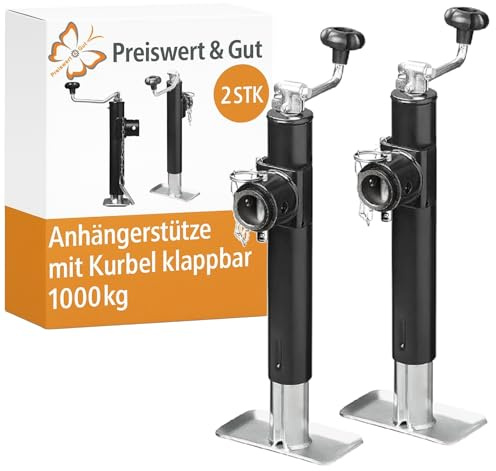 Preiswert&Gut 2X Ausdrehstütze klappbar 1000kg Abstellstütze 390-640mm Stützfuß Anhänger Stahl