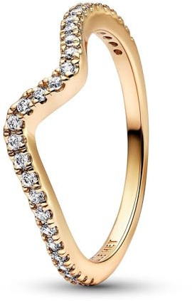 Pandora Timeless Ring Welle, 14-karätig vergoldet, mit klarem Cubic Zirkonia
