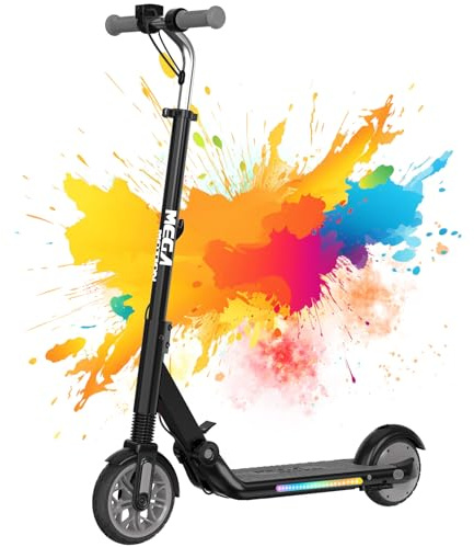 MEGA MOTION E Scooter Kinder, 8/12/16 km/h, Faltbarer E Scooter für Kinder 6-12 Jahren, 8KM Reichweite und 7-farbigen Lichtern, Elektroroller, für Jungen und Mädchen