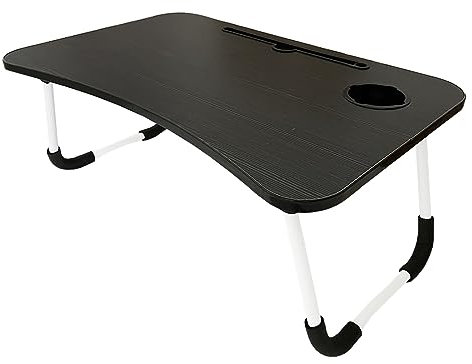 Acomoda Textil – Mesa Laptop Plegable de Madera para Ordenador Portátil en Sofá o Cama. Bandeja Auxiliar Multiusos para Desayuno, Leer o Trabajar 40x60x27 cm. (Nogal)