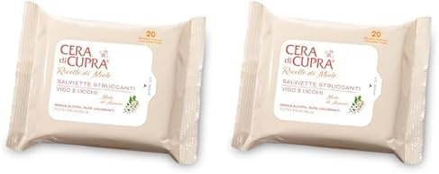 Cera di Cupra, Abschminktücher, entwickelt, um Make-up und Verunreinigungen von Gesicht und Augen sanft zu entfernen, 100% natürlicher Stoff, biologisch abbaubar, Made in Italy, 20 Stück