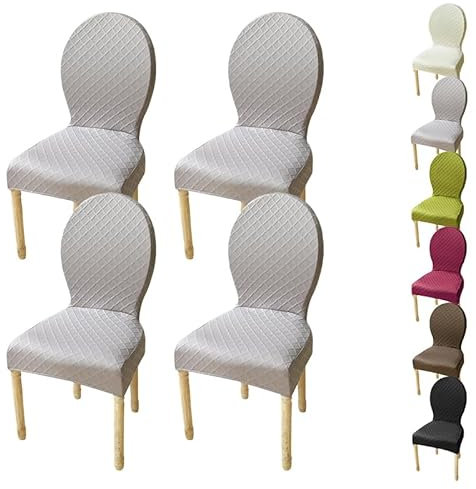 KCCRHIN Stuhlhussen Für Esszimmerstühle Stretch Stuhlbezug Für Küche Jacquard Esszimmerstühle Bezug Stuhlhusse Stuhlabdeckung Mit Runder Rückenlehne Dining Room Chair Cover,B 4pcs