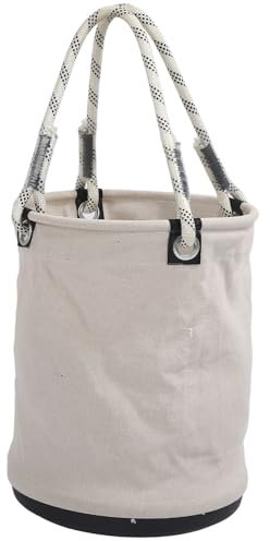 Mini Seau à Outils en Toile Robuste, capacité de 30 Kg, Seau à Outils à Paroi Droite à Large Ouverture, Seau en Toile Pliable, pour la Construction, L'entretien (White)