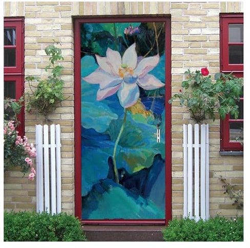 Türaufkleber Türtapete Türbilder Türposter Buddha-Türtapete, Selbstklebender Aufkleber, Wasserfest, Für Türen, Schrank, Schreibtisch, Moderne Möbel, Dekorativ (Farbe : R, Größe : 77x200cm)