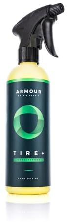 Armour Detail Supply Tire+ Wet Tire Shine, Water-Based Tire Shine Spray for Lasting Shine, All Tires, Non Greasy, Durable and Hydrophobic - 16oz Trigger Spray Bottle