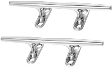 Partuto 2pcs 6 Inch Stainless Steel Flagpole Cleat Hook Boat Deck Rope Cleat Replacement