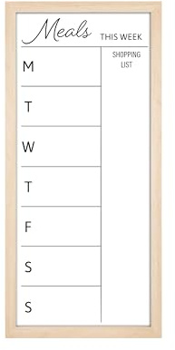 MCS Dry Erase Weekly Meal Planner 14x30 Natural Framed Calander Whiteboard for The Wall, Plan Your Meals for The Week, Family Weekly Planner for Dinners & More–Including Shopping List