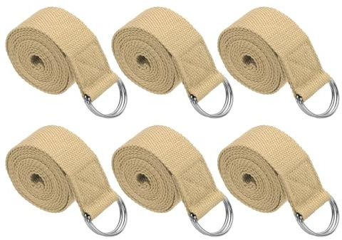 PATIKIL 6Pcs Sangle De Yoga Pour Étirement 8 Pieds Bande D'Étirement Kaki | Ceinture De Yoga En Coton Avec Boucle Métallique Réglable En D, Pour Fitness Pilates