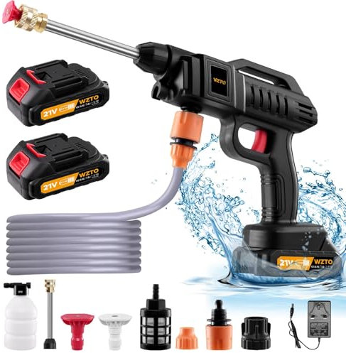 Ankishi 1500W Cordless Pressure Washer, Portable Power Washer with 21V 2 * 2.0Ah Battery, Battery Pressure Washer Kit for Washing Cars/Floor/Garden Cleaning & Watering