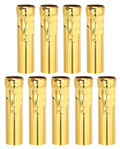 PATIKIL 3.94 Tall Candle Covers Sleeves, 9 Pcs Metal E14 Chandelier Socket Sleeves with Dripping Candelabra Base Accessories Bulb Light Base Holder for Lighting Lamps DIY, Swimming Gold