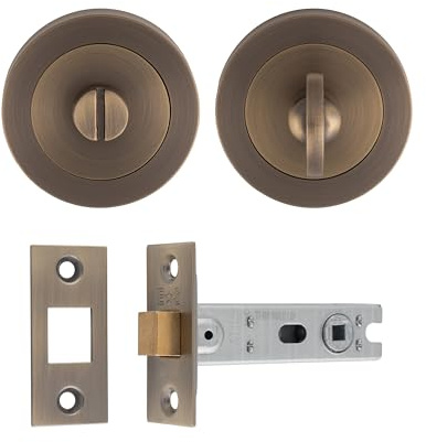 Ultimate Door Privacy Pack, Antique Brass | Includes 3inch Deadbolt and Turn and Release - UDP/BATH30 - To match Door Pack