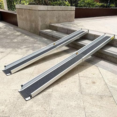 PP-Vic Einstellbare Rollstuhlrampe, Aluminium-Rollstuhlrampe, Rutschentüreingangsrampe, Tragbare, Einziehbare Rampe Für Stufen, Zuhause, Treppen, Türen,8ft