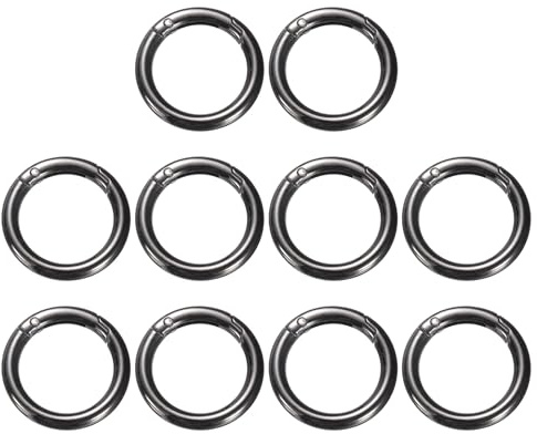 QUARKZMAN 10Pz Moschettoni per Borse, 34mm/1 5/16 Anelli a Molla O Ring in Metallo Portachiavi Accessori Uncinetto Fibbia a Scatto Tonda per Borsa a Tracolla Lanyard Pelle DIY, Gunmetal