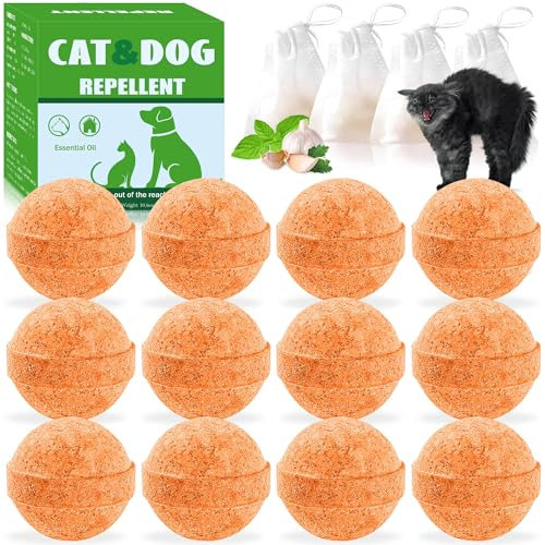 12 Pack Natural Cat and Dog Deterrent for Gardens UK, Natural Peppermint Oil Cat Deterrent for Indoor Outdoor, Keeps Stray Cats Digging Dogs Away from Yard Lawn Garden Furniture, Pets Family Safe