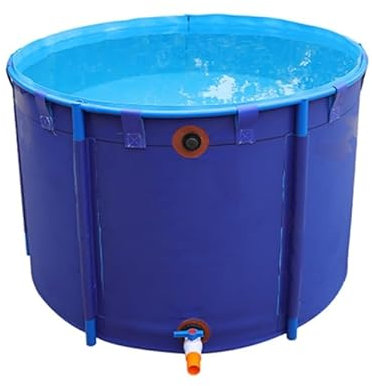 Großer faltbarer Outdoor-Fischteich, rund, oberirdischer Wasserspeicher mit Rahmen, Leinwand für Koi-Kultur und landwirtschaftliche Bewässerung (1,2 x 0,8 m)