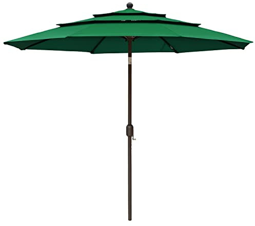 COWVIE 3m 3-Tier Patio Parasol, Outdoor Table Sun Shade Umbrella, Beach Umbrella with Tilt Adjustment