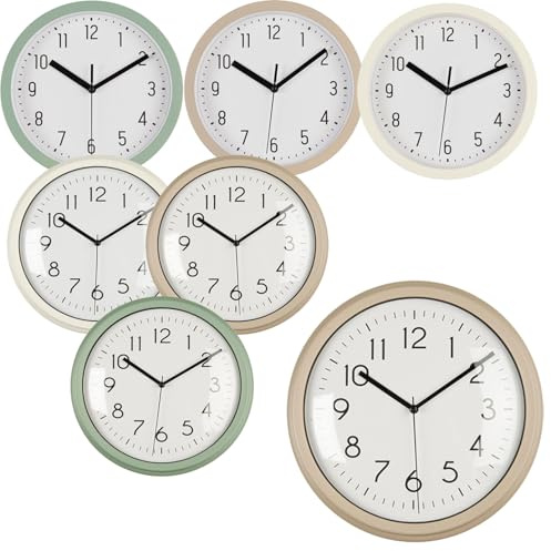 LS-LebenStil Vintage Wanduhr Küchenuhr 26cm Sand Beige Leicht Ablesbar Bürouhr Rund Retro Nostalgie ideal im Schlafzimmer Flur Büro Küche Wohnzimmer Esszimmer sehr leise mit großen Ziffern