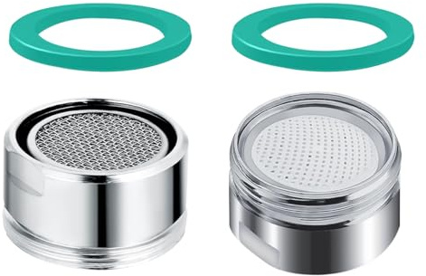 Uqingo 2PCS Tap Aerator 24mm Male with Gasket, Tap Filter Nozzle Faucet Aerator Stainless Steel 304, Water, Energy Saving Tap Filter Replacement Part, Insert Nozzle for Kitchen Bathroom, Toilets