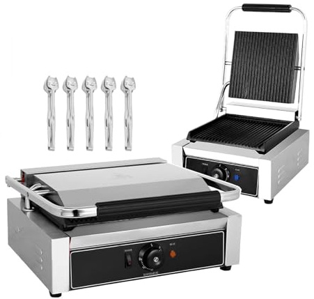 Sandwichera eléctrica, prensa para tostar y waflera con pinzas para barbacoa, acero inoxidable, 1800 W, 50-300 °C, ideal para acampar al aire libre y reuniones familiares.