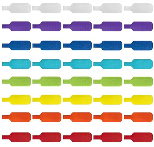Étiquette Cable Electrique, 48 ​​Pièces Multicolores Etiquettes pour Câbles Inscriptibles Marqueurs de Câbles Réutilisables pour Identifier Organiser Classification et Gestion Câbles