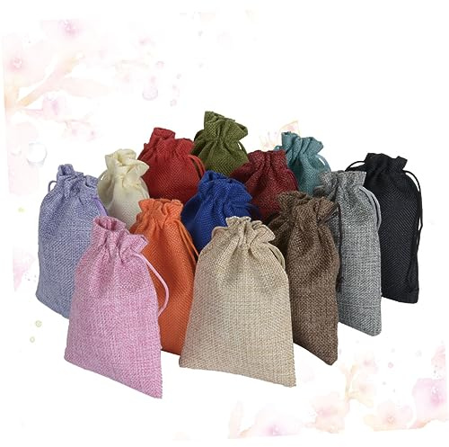 SOPOTUTU 10 Stück Teiliges Leinen Geschenktüten mit Kordelzug Kleine Einfache Geschenkbeutel für Schmuck Süßigkeiten Party und Festival Gemischt Nachhaltige Verpackung