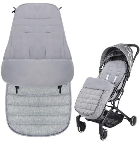 Gobesty Footmuff for Pushchair Universal, Cosytoes Footmuff Detachable, Pushchair Footmuff Fleece Lined, Windproof Warm Thick Cotton Pad Fitting for Stroller, Buggy, Pushchair & Pram Footmuffs (Grey)