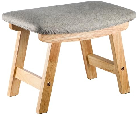 Foot Stool Wooden Stool Ottoman Shoe Change Shoes Small Footstool Suitable for Bedroom Living Room and Kitchen Beige (Beige)