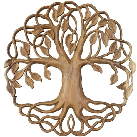Oriental Galerie Lebensbaum Wandbild Wanddeko Mandala Zeichen Wandrelief Symbol Mythologie Deko Holz Natur 30 cm