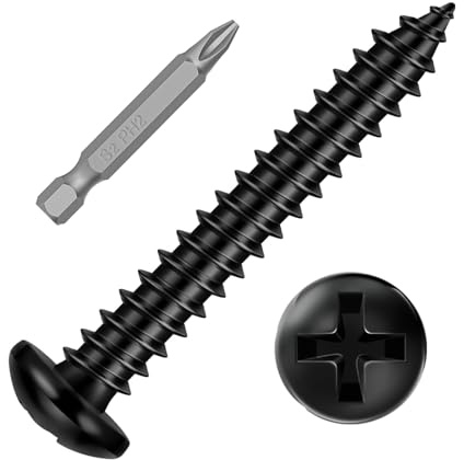Boltmax 100 Stück Blechschrauben Schwarz M4 x 30mm, Holzschrauben, Schrauben Schwarz Flachkopfschrauben mit Bohrer, Selbstschneidende Schrauben Kreuzschlitz für Holz & Metall