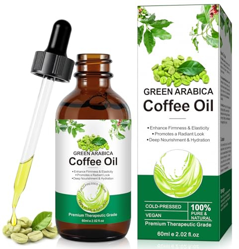 Huile de café pour le visage - 100 % pure et naturelle - Contre les rides - Pour le visage, le corps et les cheveux - Huile de café verte Arabica anti-bouffante et ferme - Soin de la peau - Pressée à