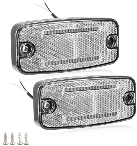AGRISHOP LED Anhänger Seitenmarkierungsleuchte - Begrenzungsleuchte mit Schraubanschluss Wohnwagen Positionsleuchten 12V 24V Umrissleuchten Anhänger Rückleuchte Weiß