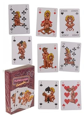 BLUECHOLON Carte Poker Kama Sutra, 54 Carte da gioco erotiche con illustrazioni a fumetti Kamasutra, Regalo per addio al celibato e addio al nubilato