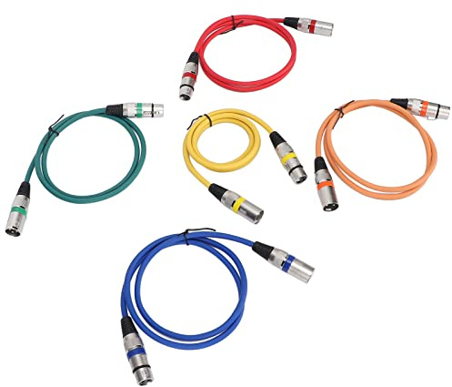 RASTKY XLR-Mikrofonkabel, Robustes, Abgeschirmtes Mikrofonkabel für Mixer-Aufnahmen, 1,9 M, für Leistungsverstärker, Bühnenlicht, Rot + Blau + Grün + Orange + Gelb