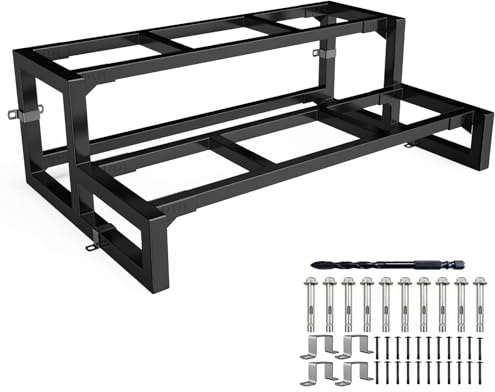 Steel Stair Riser, Metal Stair Stringer for Wooden Tread, Freestanding Stair Brackets for Indoors Steps and Outdoor Steps