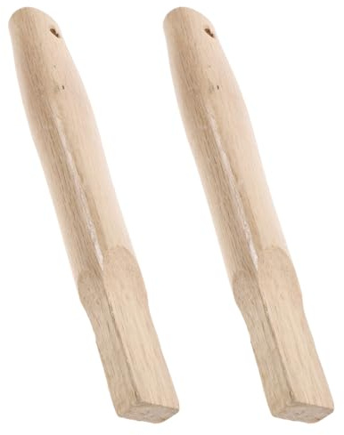 KOMBIUDA Wooden Hammer Handles Khaki Wood Grip with Ergonomic Shape 2pcs and Square Hole Design for Axes and Camp Hammer, for Woodworking and Construction Repair Tasks
