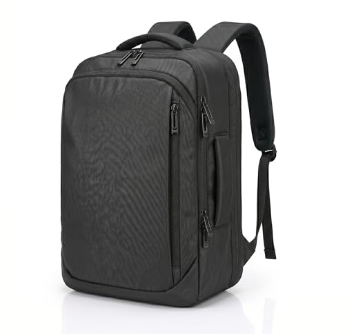 Zaino Business Porta PC 17.3 Impermeabile – Zaino da Lavoro e Ufficio Elegante, Zaino per Laptop e Tablet con Presa USB, Organizzato per Università, Pendolari e Viaggi di Lavoro Solido (Nero)