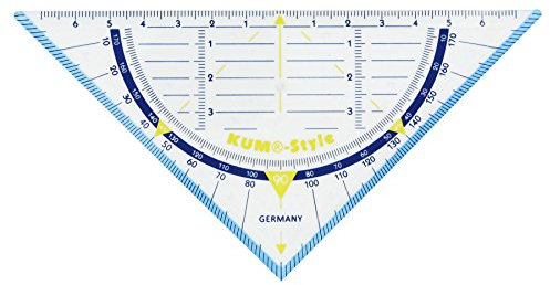 KUM AZ228.03.19-B - Geometriedreieck 262 Style, 15 cm, elegantes Design, blau-grün, 1 Stück