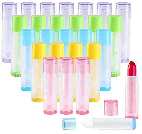 KINDPMA 50ST Lippenstifthülsen zum Selbst Befüllen Leer Lippenstift Hülsen Leer Lippenbalsam Lippenpflegestift Hülse Lippenpflege Hülle für DIY Selbst Hergestellte (Bunt, 5.5 ml)