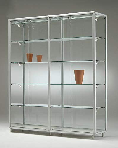 Ausstellungsvitrine & Sammlervitrine 155 x 42,5 x 184,5 cm – große abschließbare Glasvitrine ohne Beleuchtung – Standvitrine Ideal für Messen, Ausstellungen, Geschäfte & Sammler