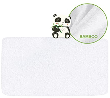Waterproof Cot Bed Mattress Protector 60x120cm – Smooth Viscose Terry Cover | Soft, breathable & absorbent viscose terry towel surface. Waterproof TPU layer protects mattress. Gentle on baby skin.