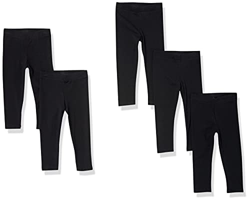 Amazon Essentials Girls' Leggings, Pack of 5, Black, 7-8 Years