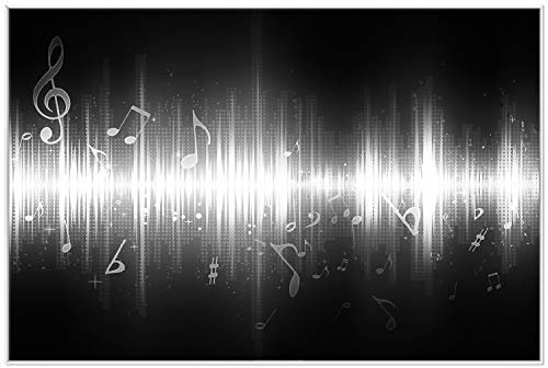 Wallario Black and White Edition - Wandbild Noten der Musik in schwarz und weiß in Premiumqualität, Poster mit weißem Rahmen, Größe: 61 x 91,5 cm