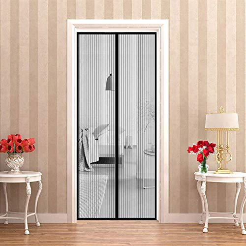 WEIZON Magnet Fliegengitter Balkontür 120 x 240 cm,Magnetische Fliegengittertür,Insektenschutz Vorhang für Wohnzimmer Balkontür,Dichtung automatisch,frische Luft hereinlassen - Schwarz