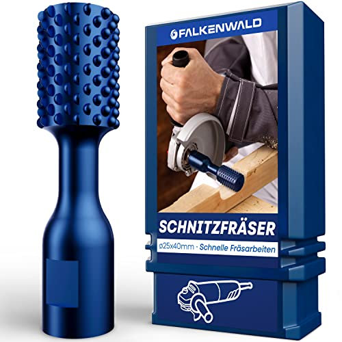 FALKENWALD® Fresa a Cilindro per Legno, Grossa, 25 mm, Accessorio per Lavorazione, Disco di Fresatura per Smerigliatrice Angolare, Raspa Cilindrica