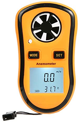 XIXIDIAN Meter Digital Vento, anemometro Portatile Mini di velocità del Vento Indicatore di Temperatura con termometro LCD. Retroilluminazione per Windsurf Kite Flying Vela