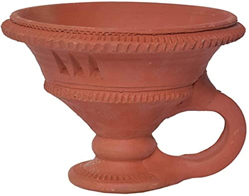 Samridhi Creation Handgefertigte Erdknete / Terrakotta-Deko-/Loban-Brenner Diya Naturton Diya/Dhoop Dan mit Griff (braun_13 x 10 x 10 cm)