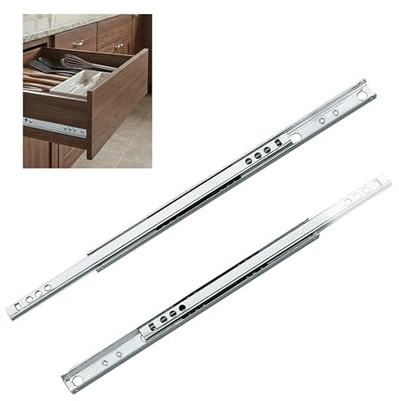 Amig Set di 2 guide corrimere metalliche mod. 25 in acciaio galvanizzato per cassetti di mobili, cassetti o armadi, estrazione parziale, resistenza di carico: 15 kg/paio, Dimensioni: 278 x 17 mm